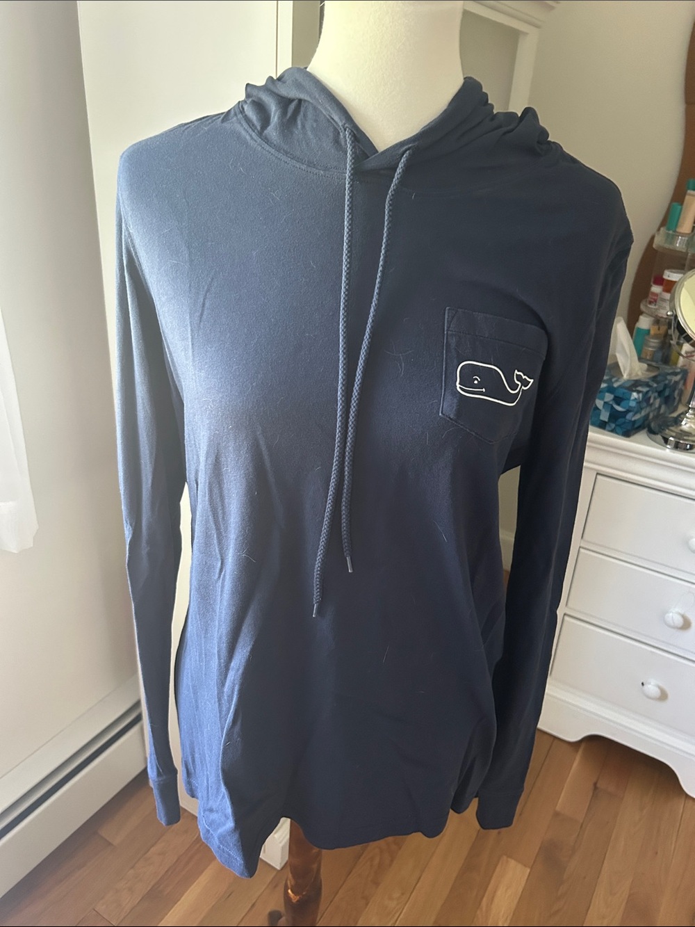 Vineyard Vines Navy Whale Pocket Hoodie with Hood
